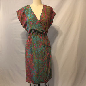 Presley Skye Pink/Turquoise Snake Print Silk Dress